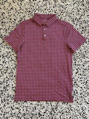 BURLEBO Polo Shirt Performance Stretch Texas State All Over Print Men’s Small